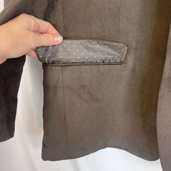 Michael Strahan NWT Brown Faux Suede Suit Coat Blazer Single Breasted Size 46S - Picture 6 of 11